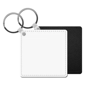 BLANK, Μπρελόκ Δερματίνη, τετράγωνο ΜΑΥΡΟ (5x5cm)