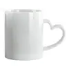Κούπα καρδιά χερούλι λευκή, κεραμική, 330ml