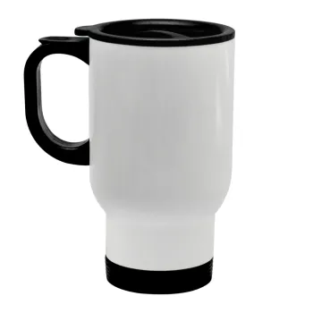 BLANK, Stainless steel travel mug with lid, double wall white 450ml