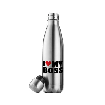 I LOVE MY BOSS, Inox (Stainless steel) double-walled metal mug, 500ml