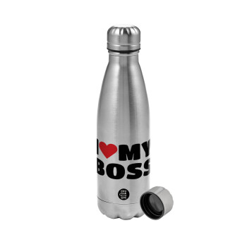 I LOVE MY BOSS, Metallic water bottle, stainless steel, 750ml