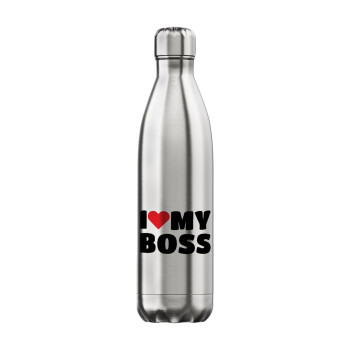 I LOVE MY BOSS, Inox (Stainless steel) hot metal mug, double wall, 750ml