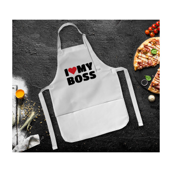 I LOVE MY BOSS, Ποδιά Σεφ Ολόσωμη Παιδική (με ρυθμιστικά και 2 τσέπες)