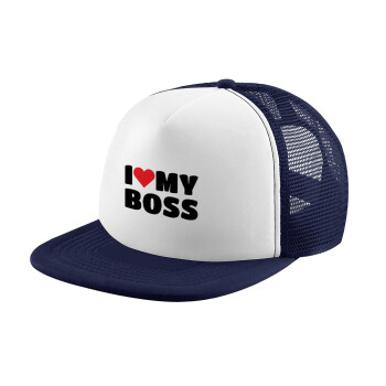 I LOVE MY BOSS, Καπέλο Soft Trucker με Δίχτυ Dark Blue/White 