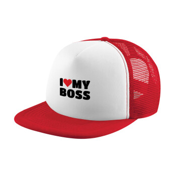 I LOVE MY BOSS, Καπέλο Soft Trucker με Δίχτυ Red/White 