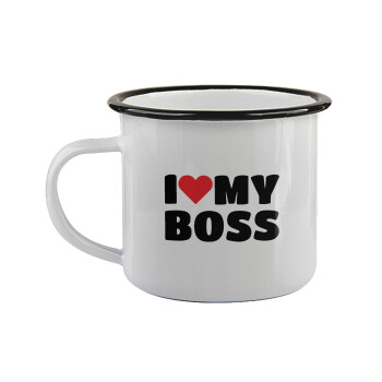 I LOVE MY BOSS, Κούπα εμαγιέ με μαύρο χείλος 360ml