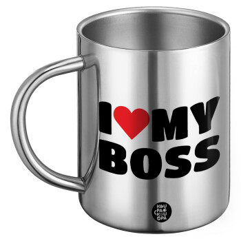 I LOVE MY BOSS, Ανοξείδωτη Μεταλλική Κούπα 450ml - Διπλού Τοιχώματος