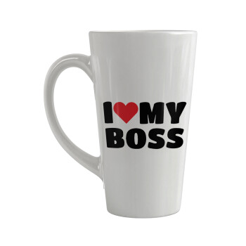 I LOVE MY BOSS, Κούπα κωνική Latte Μεγάλη, κεραμική, 450ml
