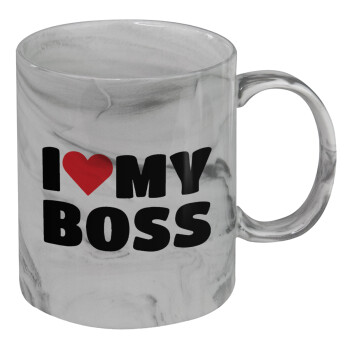 I LOVE MY BOSS, Κούπα κεραμική, marble style (μάρμαρο), 330ml