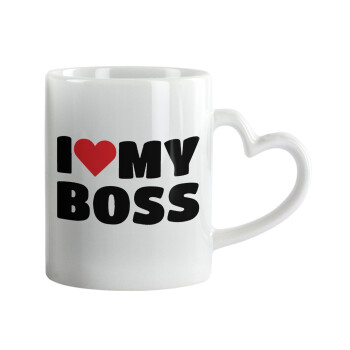 I LOVE MY BOSS, Mug heart handle, ceramic, 330ml