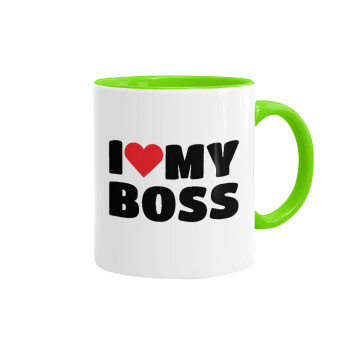 I LOVE MY BOSS, Κούπα χρωματιστή βεραμάν, κεραμική, 330ml
