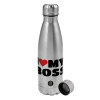 Metallic water bottle, stainless steel, 750ml