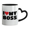 Mug heart black handle, ceramic, 330ml