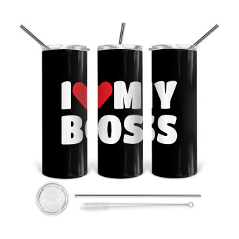 I LOVE MY BOSS, Tumbler stainless steel 600ml, with metal straw & cleaning brush