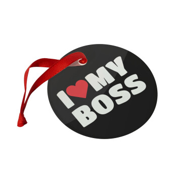 I LOVE MY BOSS, Christmas ornament glass 9cm
