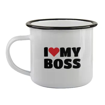 I LOVE MY BOSS, Κούπα εμαγιέ με μαύρο χείλος 360ml