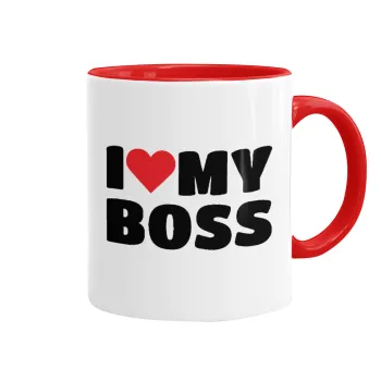 I LOVE MY BOSS, Mug colored red, ceramic, 330ml