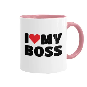 I LOVE MY BOSS, Mug colored pink, ceramic, 330ml