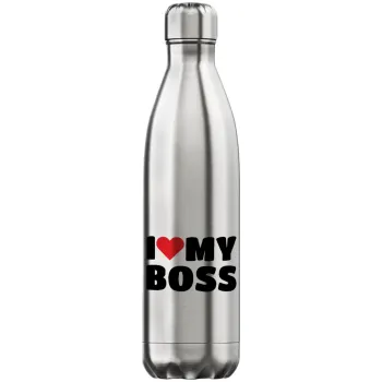 I LOVE MY BOSS, Inox (Stainless steel) hot metal mug, double wall, 750ml