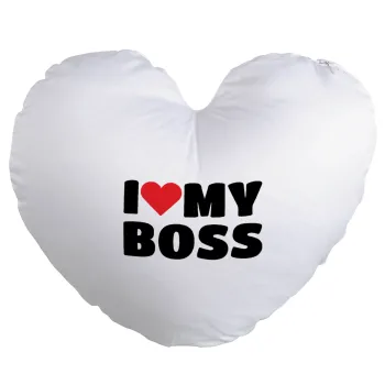 I LOVE MY BOSS, Μαξιλάρι καναπέ καρδιά 40x40cm περιέχεται το  γέμισμα