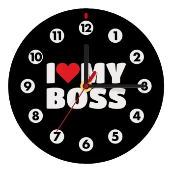 I LOVE MY BOSS, Ρολόι τοίχου ξύλινο (20cm)