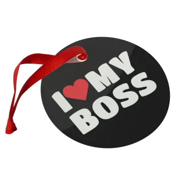 I LOVE MY BOSS, Christmas ornament glass 9cm