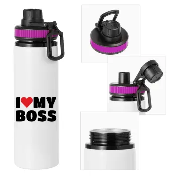 I LOVE MY BOSS, Metallic water bottle with safety lid, 850ml aluminum