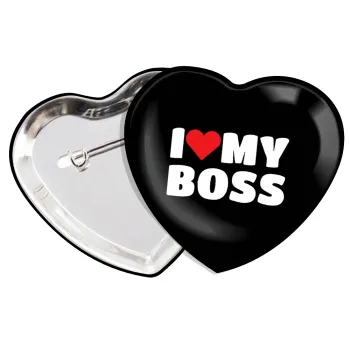 I LOVE MY BOSS, Κονκάρδα παραμάνα καρδιά (57x52mm)