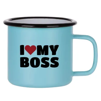I LOVE MY BOSS, Κούπα Μεταλλική εμαγιέ ΜΑΤ σιέλ 360ml