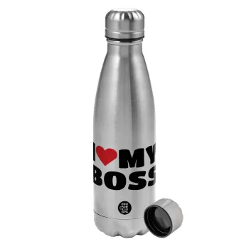 I LOVE MY BOSS, Metallic water bottle, stainless steel, 750ml
