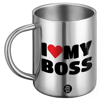 I LOVE MY BOSS, Ανοξείδωτη Μεταλλική Κούπα 450ml - Διπλού Τοιχώματος
