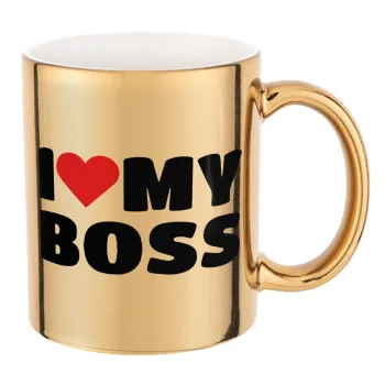 I LOVE MY BOSS, Mug ceramic, gold mirror, 330ml