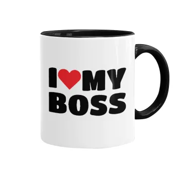 I LOVE MY BOSS, Mug colored black, ceramic, 330ml