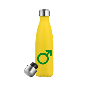 MALE, Yellow Stainless Steel Metallic Thermos, double-walled, 500ml