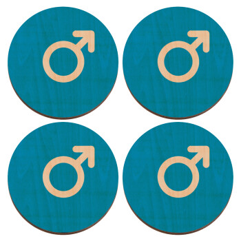 MALE, ΣΕΤ x4 Σουβέρ ξύλινα στρογγυλά plywood (9cm)