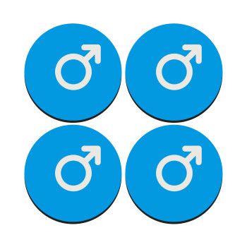 MALE, ΣΕΤ 4 Σουβέρ ξύλινα στρογγυλά (9cm)