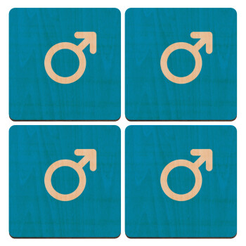 MALE, ΣΕΤ x4 Σουβέρ ξύλινα τετράγωνα plywood (9cm)