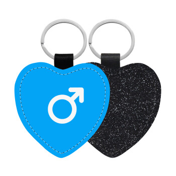 MALE, Μπρελόκ PU δερμάτινο glitter καρδιά ΜΑΥΡΟ