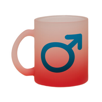 MALE, Κούπα γυάλινη δίχρωμη με βάση το κόκκινο ματ, 330ml