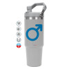 ΓΚΡΙ χρώματος Θερμός Ανοξείδωτο 890ml (30oz) με χερούλι