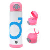 Children's hot water bottle, stainless steel, with safety straw, PINK (500ml)