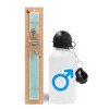 Easter Set, metallic aluminum water bottle (500ml) & scented flat candle (30cm) (TURQUOISE)