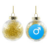 Transparent Christmas tree ball ornament with gold filling 8cm