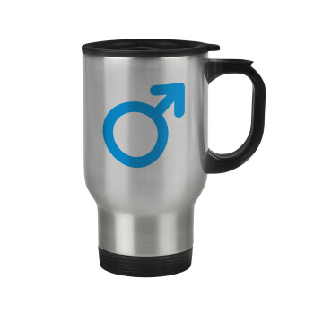 MALE, Stainless steel travel mug with lid, double wall 450ml