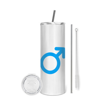 MALE, Tumbler stainless steel 600ml, with metal straw & cleaning brush