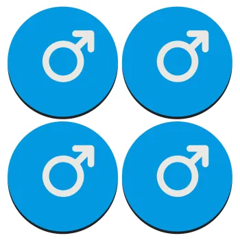 MALE, SET of 4 round wooden coasters (9cm)