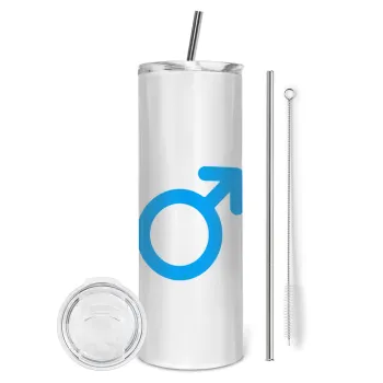 MALE, Tumbler stainless steel 600ml, with metal straw & cleaning brush