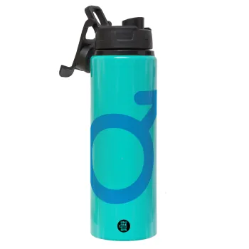 MALE, Metallic water bottle with safety lid, 850ml aluminum