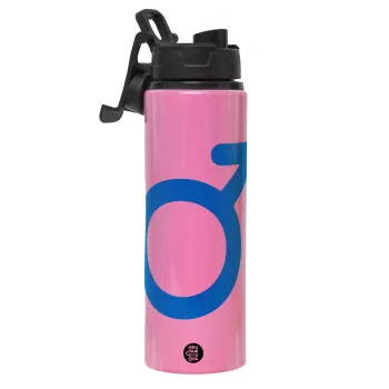 MALE, Metallic water bottle with safety lid, 850ml aluminum