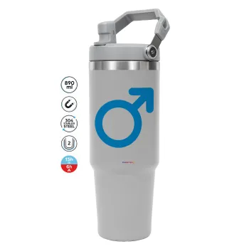 MALE, ΓΚΡΙ χρώματος Θερμός Ανοξείδωτο 890ml (30oz) με χερούλι